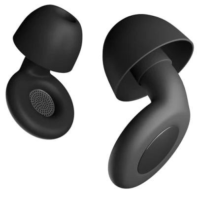 Imagen de Tapones Oidos Ruido Dormir August EAR530 Suave Reutilizable Lavable Silicona Loop Earplugs, SNR 25dB Cancelacion para Vuelos,4 Tamaños XS/S/M/L con Estuche Almacenamiento Negro