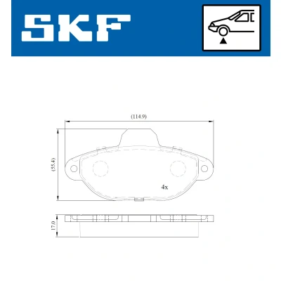 Imagen de SKF VKBP 80162 E Juego de pastillas freno con contacto avisador desgaste FIAT: Panda II Hatchback