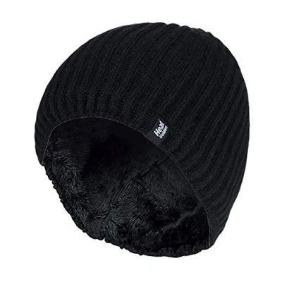 Imagen de HEAT HOLDERS Hombre Invierno Termico Tricot Caliente Gorro con Forro Polar (One Size, Black (Halden))