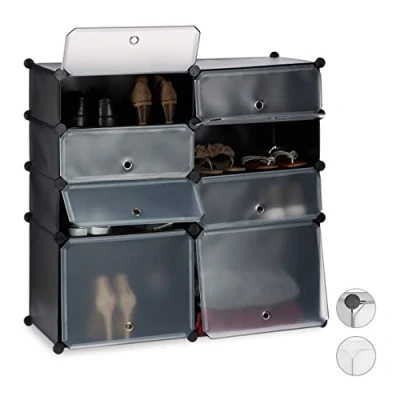 Imagen de Relaxdays Zapatero Bajo Modular con 8 Compartimentos, Plástico, Negro, 91 X 94,5 36.5 cm, 94.5 Cm