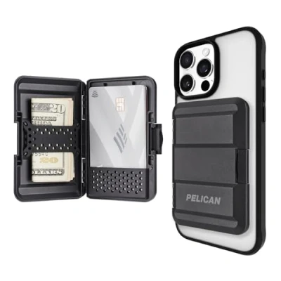 Imagen de Pelican Cartera magnética y Tarjetero MagSafe Resistente a presión Funda rígida Desmontable Ligera para iPhone 14 Pro Max/14 Pro/14/13 Max/13 Pro/12 MAX Negro