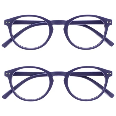 Imagen de Opulize Zen Gafas de Lectura Pack 2 Redondo Violeta Mate Satinado Bisagras con Muelle Resistente a los Arañazos RR24 5 +2.50