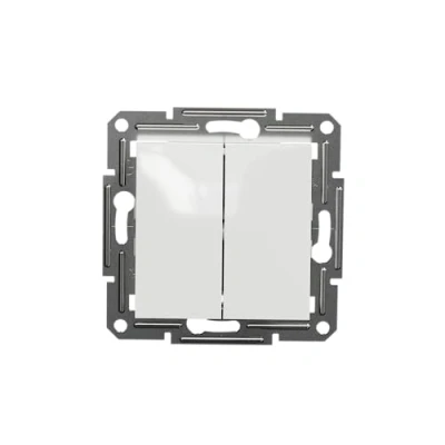 Imagen de Schneider Electric Asfora EPH0370121D Interruptor doble (empotrable, 10 AX, 250 V, pinzas), color blanco