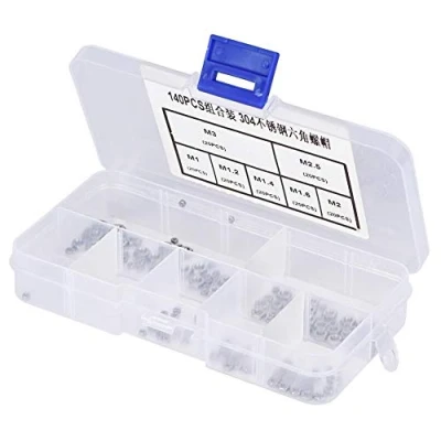 Imagen de KSTE M1.6 Tuerca, 140pcs M1 / M1.2 M1.4 M2 M3 M2.5 Hilo de Acero Inoxidable Hex Tuercas hexagonales