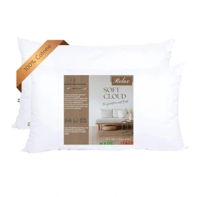 Imagen de GM Almohadas para Cama 40x80 2 Unidades Relleno Cojin Hipoalergénico Antiácaros Rectangular Hogar con Funda Exterior Respirable en Cotton Blanco Lavable Made in Italy