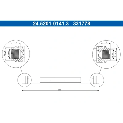 Imagen de ATE 24.5201 0141.3 Latiguillos de Freno 165mm SEAT: Ibiza 3, Leon I Hatchback, 2, VOLKSWAGEN: Golf 4, Polo IV III Hatchback