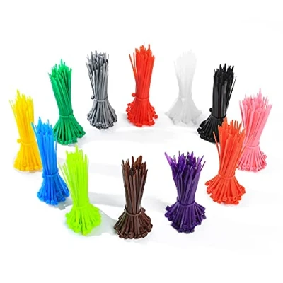 Imagen de 1200 Piezas Bridas de Colores, 2.5 mm x 100 Abrazaderas Plastico, Sujetacables Reutilizables, Nailon con Cierre Automático para Hogar, Oficina, Jardín, Garaje, 12 Colores Diferentes