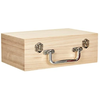 Imagen de Rayher Maletín de madera, con asa y cierres, 25x16x9 cm, personalizable, 6158000