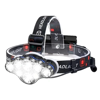 Imagen de WildTech Linterna Frontal Led Recargable, 18000 Lúmens Alcance de 500 metros, Cabeza con 8 Modos para Camping, Bicicleta, Pesca