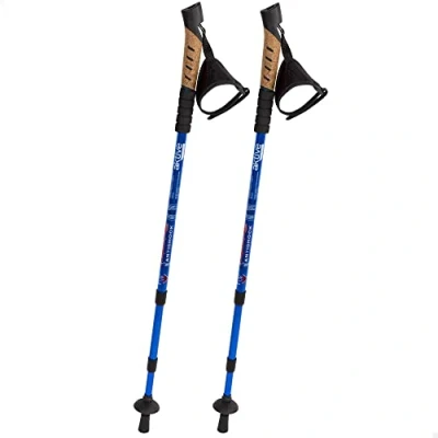 Imagen de AKTIVE Set x2 Bastones Extensibles Senderismo telescópicos, Bastón trekking aluminio, mango acolchado, extensible de 67 a 135 cm, disponible en azul y negro, Sports, Negro o (52820)