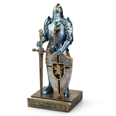 Imagen de HDMbigmi King&#039;S Guard Accesorios de Escritorio, Adorno Caballero Estatua para, Soporte para bolígrafos, pisapapeles Oficina y hogar (Azul)