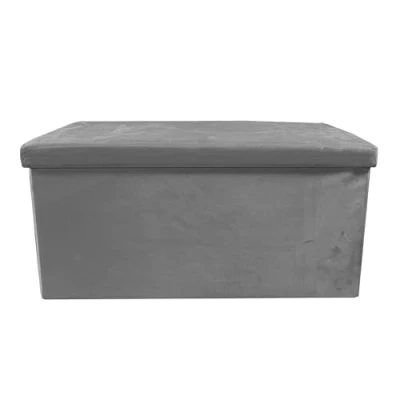 Imagen de Nyana Puff Ottoman Rectangular Terciopelo Plegable 76x38x38cm Home Gran Almacenaje Estilo Otomano Suave (Gris)