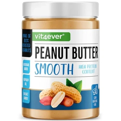 Imagen de Peanut Butter Smooth 1kg de Mantequilla Cacahuete Natural sin Aditivos Alta en Proteínas Sal Añadida, Aceite o Grasa Palma Vegano