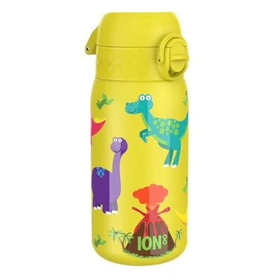 Imagen de ION8 Botella Termica de Agua Acero Inoxidable para Niños, 320ml, a Prueba Fugas, Fácil Abrir, Cerradura Segura, Aptas Lavavajillas, Asa Transporte, Limpiar, Diseño Dinosaurios