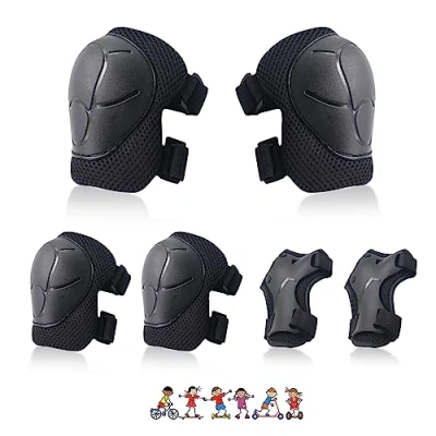 Imagen de Protecciones Patines Niños [6 Piezas] Set Rodilleras Coderas y Muñequeras de Protección Infantil para Patinaje Ciclismo Monopatín Bicicleta Skate
