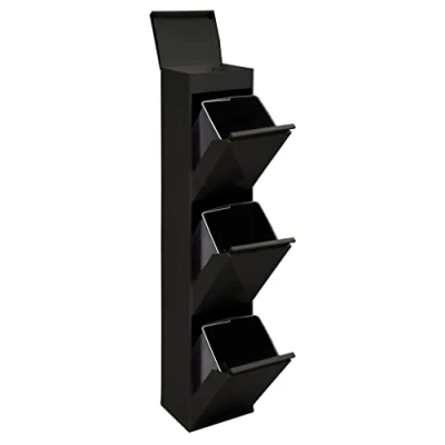 Imagen de Arregui Top CR326 B Cubo de Basura y Reciclaje Acero 3 Compartimentos con Bandeja Superior 3x17L (51L) Cubos Cocina Contenedores para Casa u Oficina negro