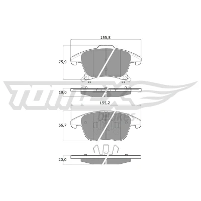 Imagen de TOMEX brakes TX 17 75 Juego de pastillas freno Eje delantero con avisador acústico desgaste FORD: Mondeo 5 Kombi, Limousine, S Max Mk2