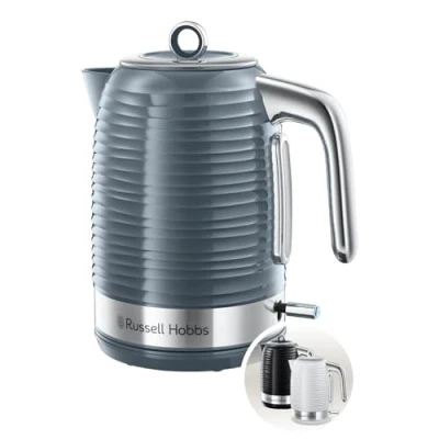 Imagen de Russell Hobbs Hervidor de Agua Eléctrico Inspire 1,7 litros, 2400 W, Filtro Extraíble, Zona Ebullición Rápida, Base 360, Indicador Nivel Agua, Plástico Texturizado, Gris 24363 70