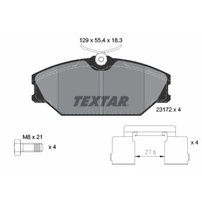 Imagen de TEXTAR 2317203 Juego de pastillas freno no preparado para indicador desgaste con tornillos pinza accesorios RENAULT: CLIO 2, SCENIC 2