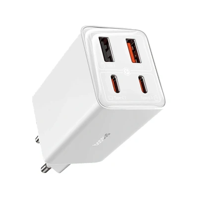 Imagen de Cargador de pared Baseus GaN6 Pro, Universal, 65W, 2x USB A, C, Blanco