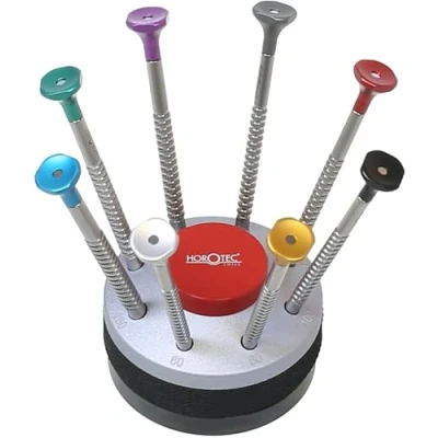 Imagen de Horotec MSA01.218 Juego de destornilladores reloj acero inoxidable, cabezal anodizado sobre rodamiento bolas Brocas inoxidable Fabricado en Suiza (01.218 C)