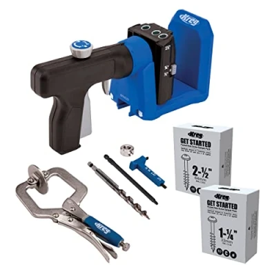 Imagen de Kreg KPHJ520PRO Plantilla de Agujero Bolsillo Duradera, fácil sujeción y Ajuste, Incluye Mango Giratorio 360 Grados, con Tornillos Bolsillo, para Materiales 1/2 a 1