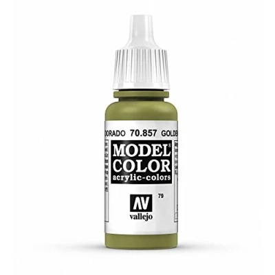 Imagen de Vallejo Model Color Pintura Acrílica Verde (Golden Olive) Acabado Mate, 18 ml. Autonivelante y Sistema BSL para Modelismo Figuras