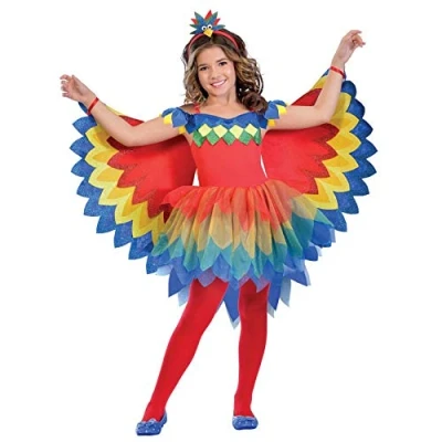 Imagen de amscan 9903520 Disfraz de loro colorido para niñas 9 a 10 años
