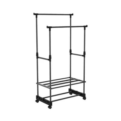 Imagen de 7H SEVEN HOUSE Burro Perchero Doble con Zapatero Plateado 77x39x157cm 7house