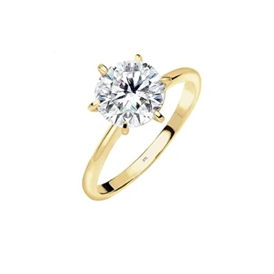 Imagen de Elli PREMIUM Anillos Solitario de Compromiso para Mujer con Circonias Brillantes Fabricado en Oro Amarillo 375