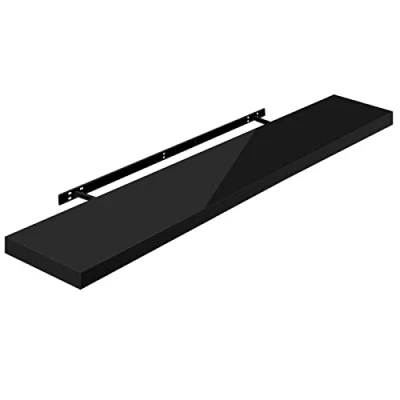 Imagen de WOLTU Estante de Pared Tablero Volato Flotante Libre CD DVD Libro Madera 120x22,9x3,8cm, Negro, RG9484sz