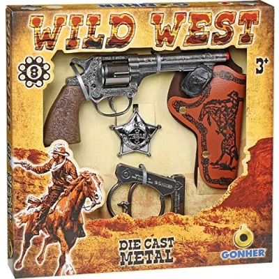 Imagen de Gonher vaquero set cowboy pistola esposas, color plata, sin talla (37 157)