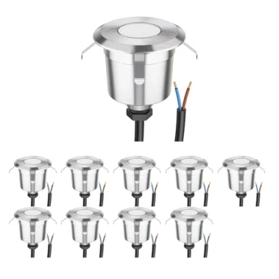 Imagen de ledscom.de 10 LED Lámpara empotrable de suelo AGENA para exteriores, IP65, acero inoxidable, redonda, 60mm Ø, blanco frío