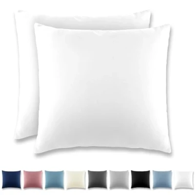 Imagen de REDKEY Funda Almohada Juego de 2 Fundas Almohadas 65x65 cm, con Cremallera Oculta, Transpirable Suave Antiarrugas Microfibra Blanco