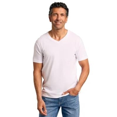 Imagen de True Classic Camiseta de Manga Corta con Cuello Pico para Hombre, 1 Unidad Blanco, XL