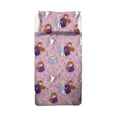 Imagen de Frozen Juego de sábanas para Cama Individual, sábana encimera, Bajera, Funda Almohada, Color Rosa, Disney, 100% algodón, Producto Oficial