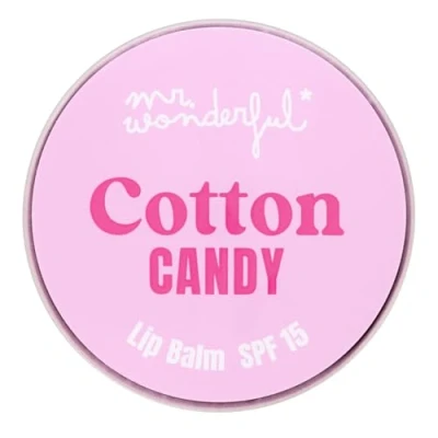 Imagen de MR WONDERFUL Bálsamo Labial Perfumado Cotton Candy 15 ml, Protección Solar FPS 15, Fórmula Hidratante, con Manteca de Karité, Vitamina E y Aceites Vegetales, Hidrata la Piel, Uso Diario