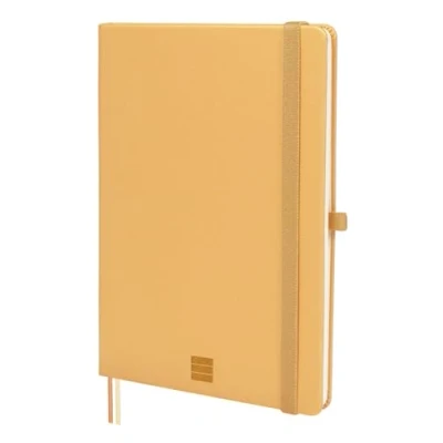 Imagen de Finocam Cuaderno Nexo Tapa Dura Liso Camel A5 de Hojas Microperforadas Bolsillo y Portabolígrafo 72 Hojas,Ideal para Escribir Dibujar