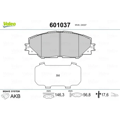 Imagen de VALEO 601037 Juego de pastillas freno Eje delantero excl. contacto avisador desgaste Chapa antichirridos TOYOTA: Auris Hatchback