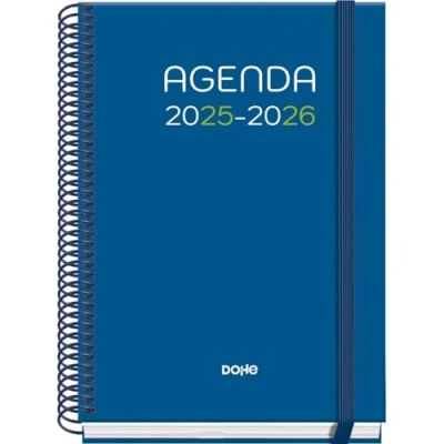 Imagen de Dohe Agenda Escolar 2025 2026 Semana Vista, Tamaño A5 (15x21 cm), Español e Inglés, Septiembre a Junio, Cierre de Espiral y Goma, Tapa Dura, 4 Páginas Pegatinas PRIME Logic