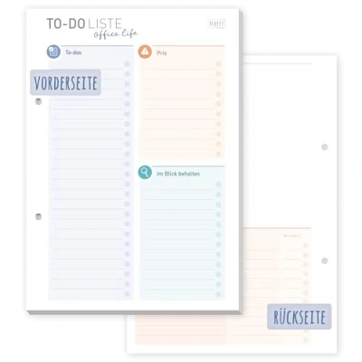 Imagen de Häfft® Office Life Bloc de notas (50 hojas, con prios, seguimiento tareas y espacio libre para notas, respetuoso el medio ambiente sostenible)