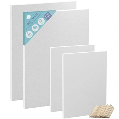 Imagen de HEFTMAN Paneles De Lienzos Arte Para Pintar Acrilico y Al Óleo Lienzo Blanco Canvas Juego 4 20x30cm 30x40cm