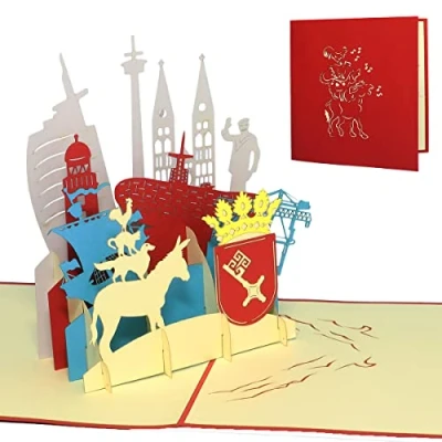 Imagen de Pop Up tarjeta; Tarjetas de felicitación Bremen; Viaje cumpleaños cupones Bremen Skyline (nº 222)