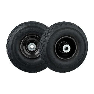 Imagen de Relaxdays Rueda Carretilla 3.00 4, Set de 2, Neumáticos Repuesto, Llanta Acero, Eje 16 mm, 100 kg, Negro, Caucho, 3,00 4