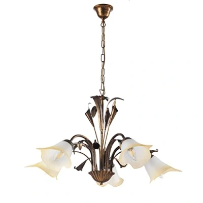 Imagen de ONLI Lámpara de 5 Luces Estilo clásico Metal marrón Cepillado Dorado, Bronce, luci,