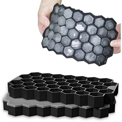 Imagen de Jisile Cubiteras para hielo con Tapa, 2 Piezas, Cubitera de Silicona Grado Alimenticio, 37 Compartimentos, Cubitos reutilizables, Sin BPA, Cerveza, Cócteles, Whisky, Purés, Zumos