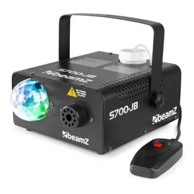 Imagen de Beamz S 700 JB Máquina de humo 700W con efecto iluminación Jelly Ball RGB, mando a distancia cable e inalámbrico, deposito 0,4L (incluye liquido humo) 3 leds 3W RGB