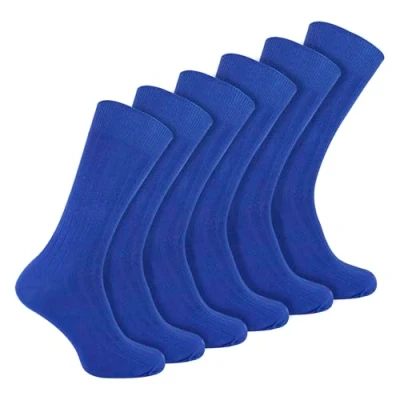 Imagen de Paquete múltiple de 6 pares Calcetines vestir acanalados para hombre Sock Snob algodón transpirables, azul real, 11