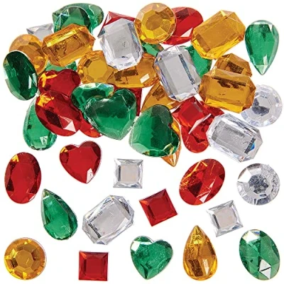 Imagen de Baker Ross FX308 Grandes Joyas Navideñas Acrílicas Autoadhesivas Paquete de 120, Manualidades para Niños