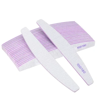 Imagen de Limas de uñas, 20 unidades lima uñas profesional doble cara reutilizable 100/180 Grit para salones manicura, arte en casa